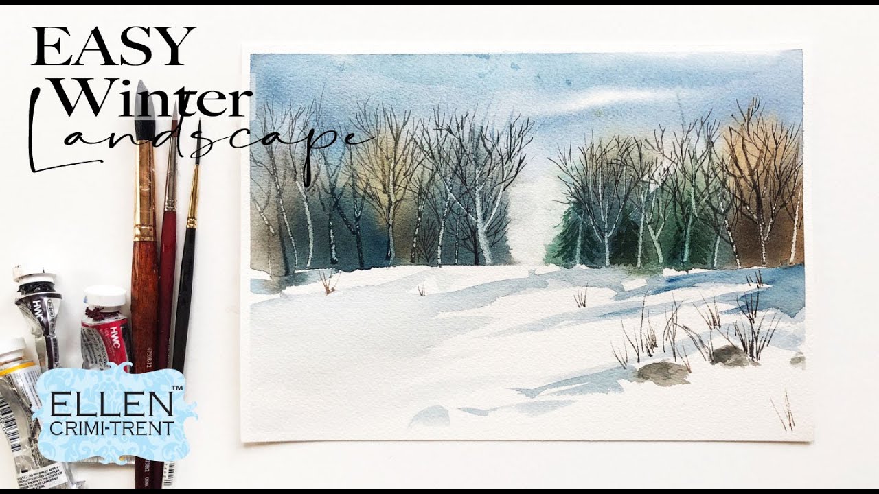 EASY Abstract Winter Watercolor Landscape Tutorial