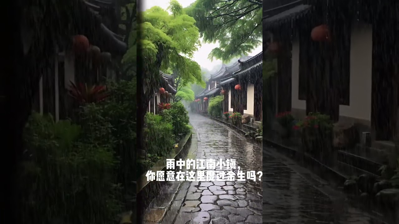 雨中的江南古镇，你愿意在这里养老吗？In the ancient town of Jiangnan in the rain, would you like to retire here?