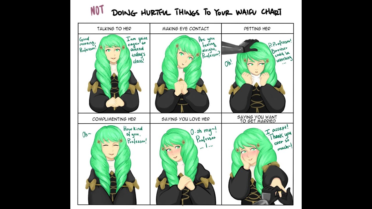 Not doing hurtful things to your waifu chart featuring Flayn (Fire Emblem: Three Houses comic dub)