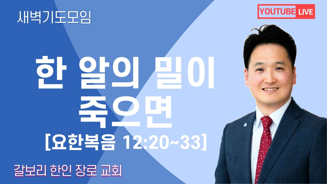[매일성경] 한 알의 밀이 죽으면  [요한복음 12:20~33] (2026년 3월 13일 금요일)  밴쿠버 갈보리 교회-김창균 목사