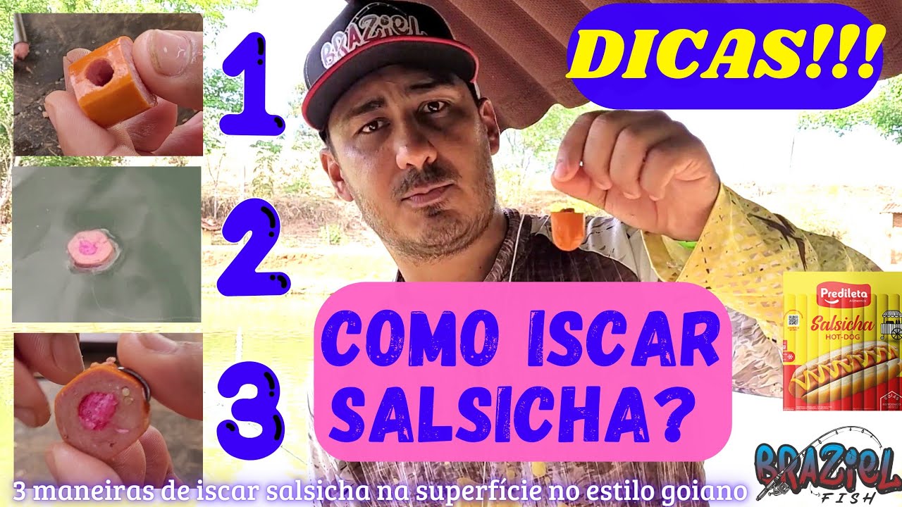 DICAS!!! 3 MANEIRAS DE ISCAR SALSICHA NA SUPERF&Iacute;CIE NO ESTILO GOIANO - como iscar salsicha??