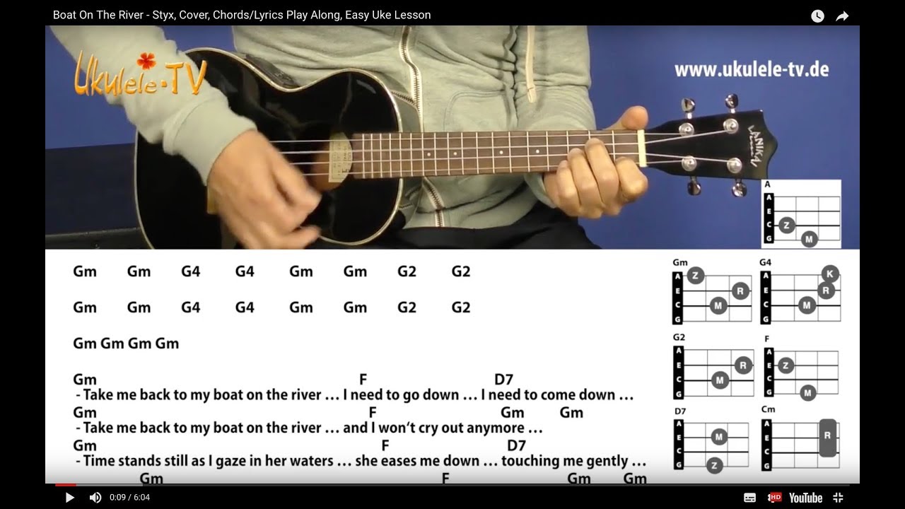 Boat On The River - Styx, Cover, Chords/Lyrics Play Along, Easy Uke Lesson