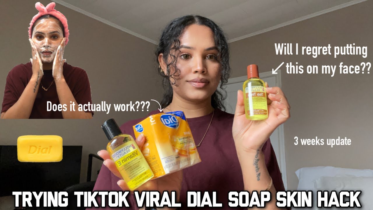 DIAL SOAP for ACNE/ CLEAR SKIN! does it REALLY WORK??  I used this tiktok viral hack for 3 weeks