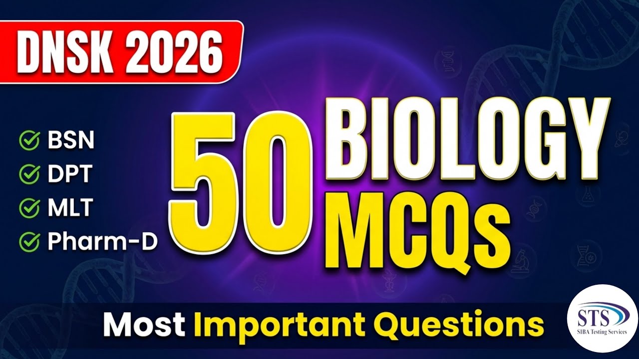 Biology MCQs for Nursing & Medical Entry Test 2026 | DNSK Preparation  Dow, JSMU, BSN nursing