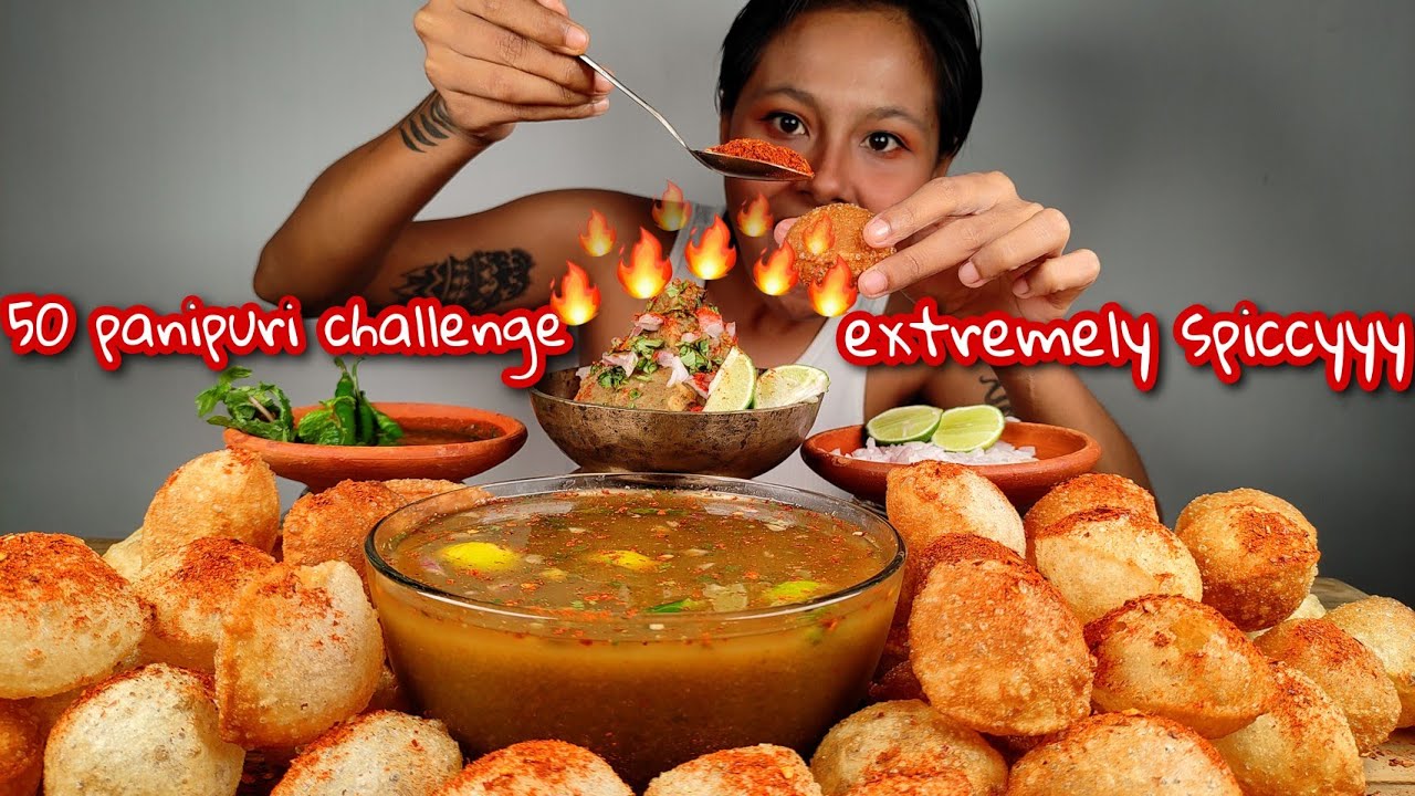 SPICY PANIPURI CHALLENGE | 50 PANIPURI EATING CHALLENGE | KHATTI TIKHI PANIPURI KI RECIPE