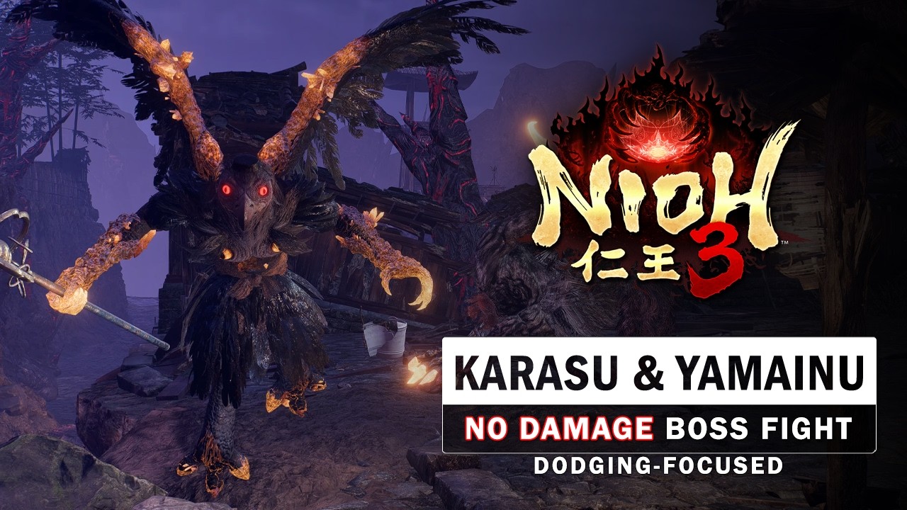Nioh 3 — Бой с боссами Карасу Тэнгу и Ямаину (без повреждений)