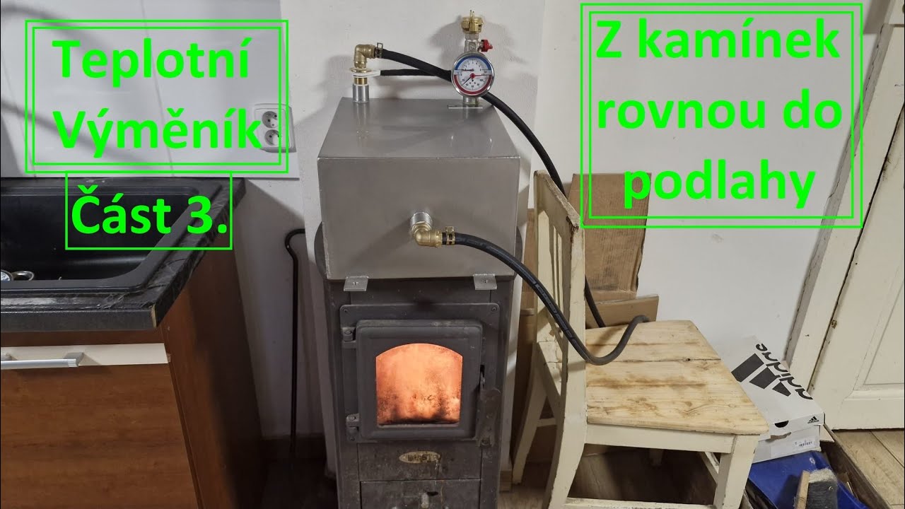 Č&aacute;st 3. Teplotni vyměn&iacute;k na kam&iacute;nka a teplo z nej rovnou do podlahy.  #podlaha #vymenik #kamna #RH3D