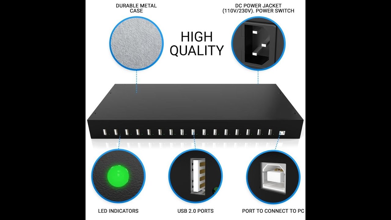 16 Port  USB HUB With Power Supply for PSU 1U Cabinet.