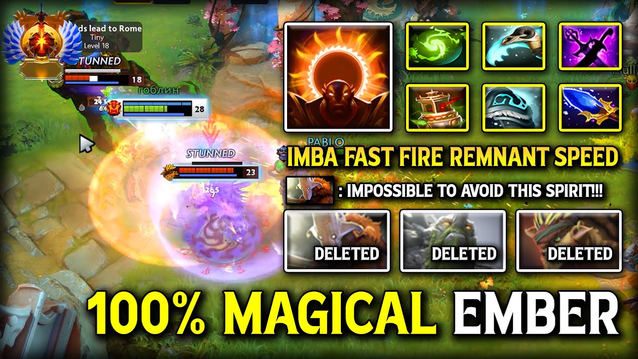 100% MAGICAL BUILD MID Ember Spirit 25Kills With IMBA 10x Fast Fire Remnant Speed 7.40b Dota 2