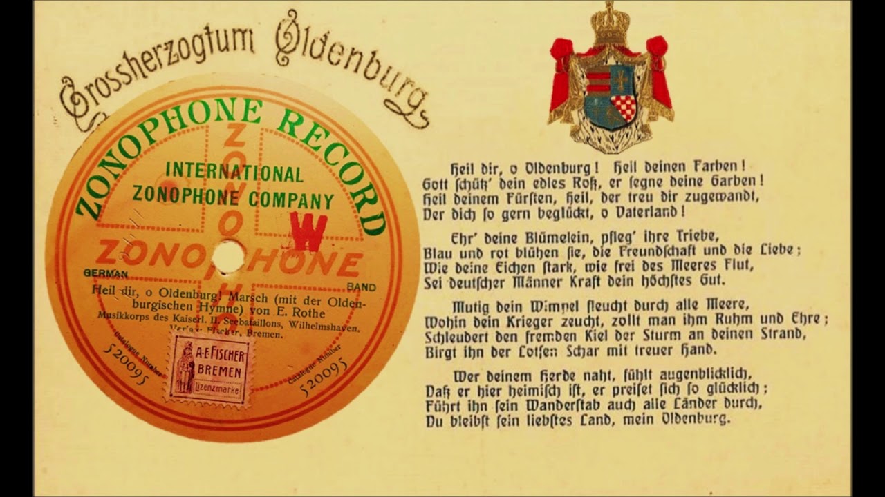Heil Dir o Oldenburg! Marsch & Oldenburgische Hymne - Musikkorps d. Kaiserl. II. Seebataillons