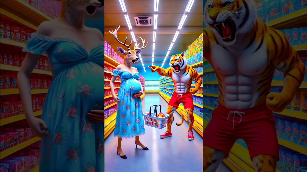 ❤️ Evolution of Animal: Tiger and deer fighting in shopping mall 🥰 