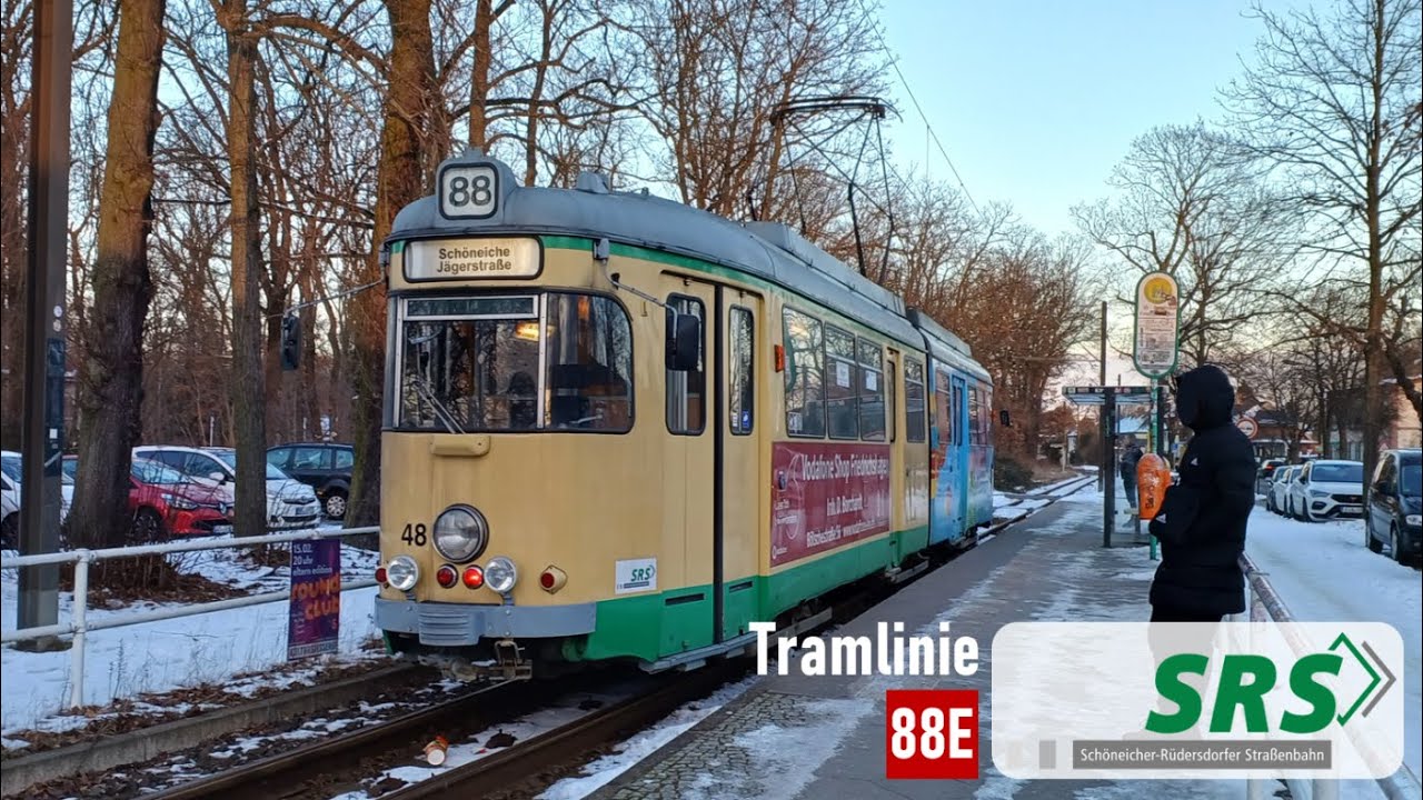 SRS | Mitfahrt Tram 88E: Schöneiche Jägerstr. - S Berlin-Friedrichshagen | Duewag GT6ZR (ex. rnv)
