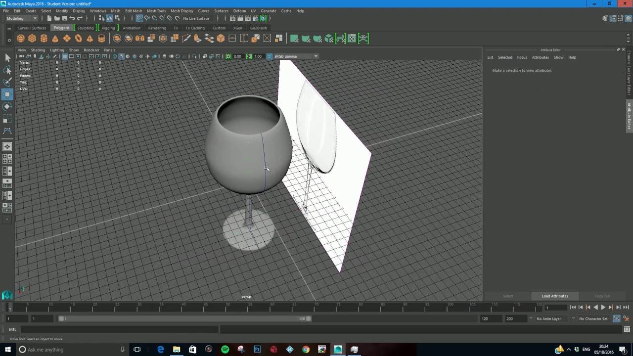 How to model a wine glass inside in Maya