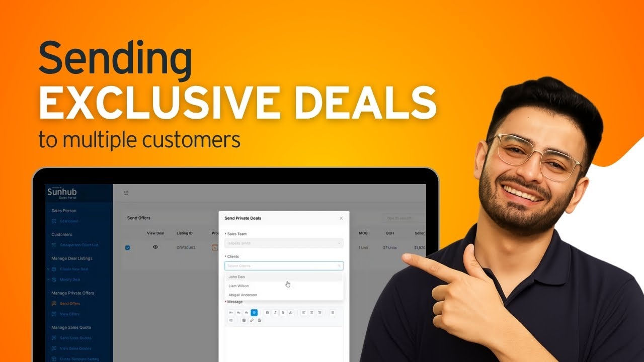 Send Exclusive Deals to Multiple Customers | Smarter Deal Management in Sunhub Portal