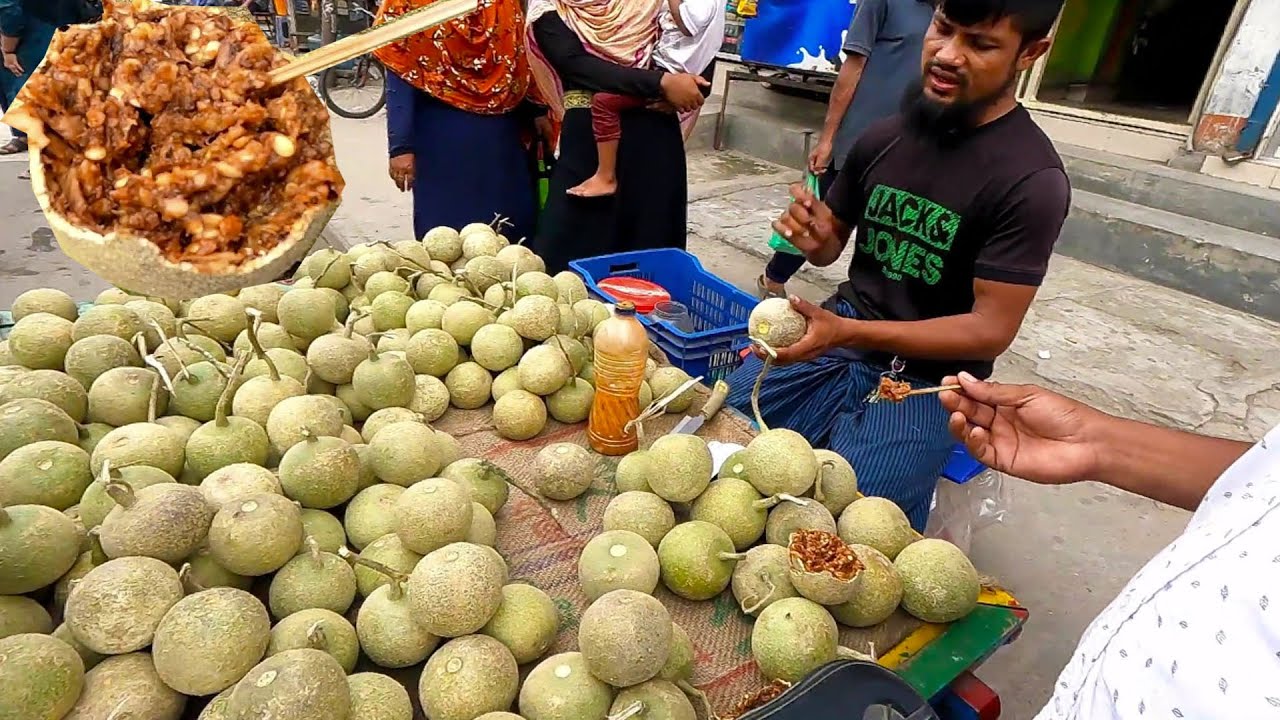 Mouth Watering Very Tasty Masala bel Wood Apple & Pineapple masala Vorta ! Bengali street Food