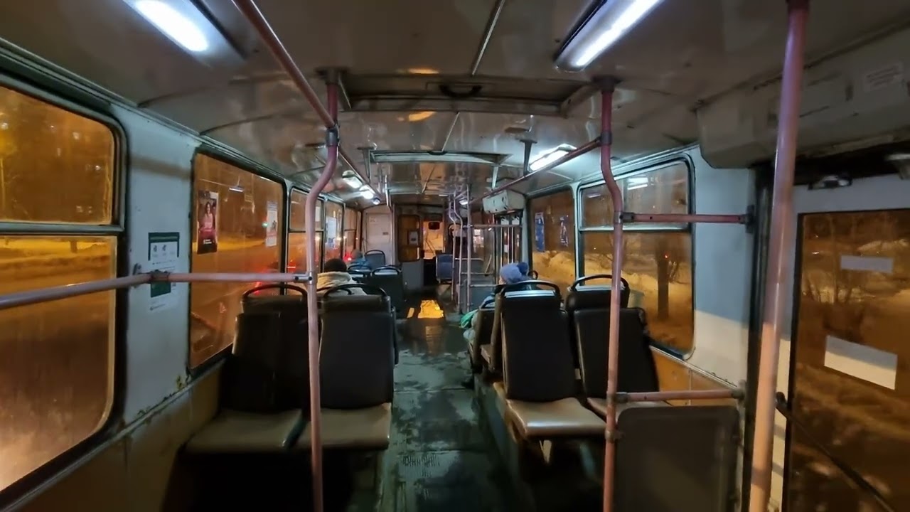 Мост Ишимбай. Рейс в парк. Пенза, поездка на троллейбусе ЗиУ 682Г 016.02 