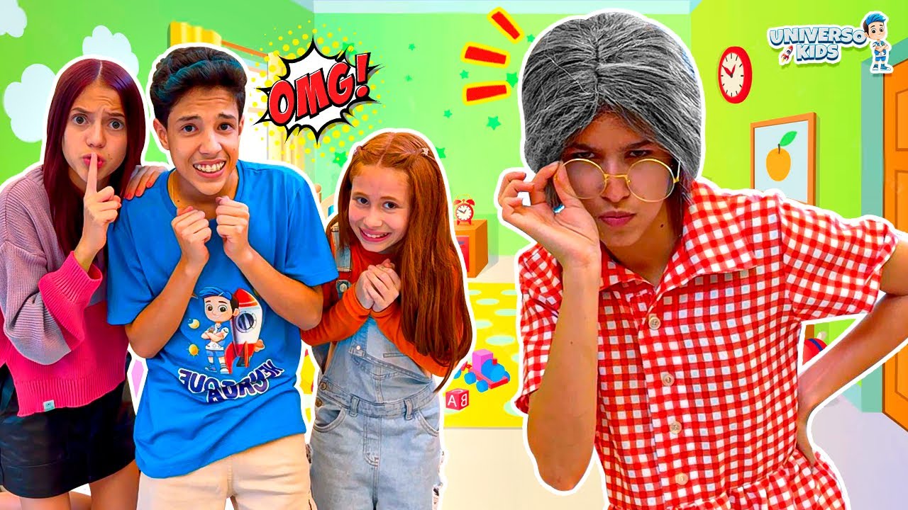 Henrique e as amigas em História engraçada sobre a BABÁ estranha - Universo Kids