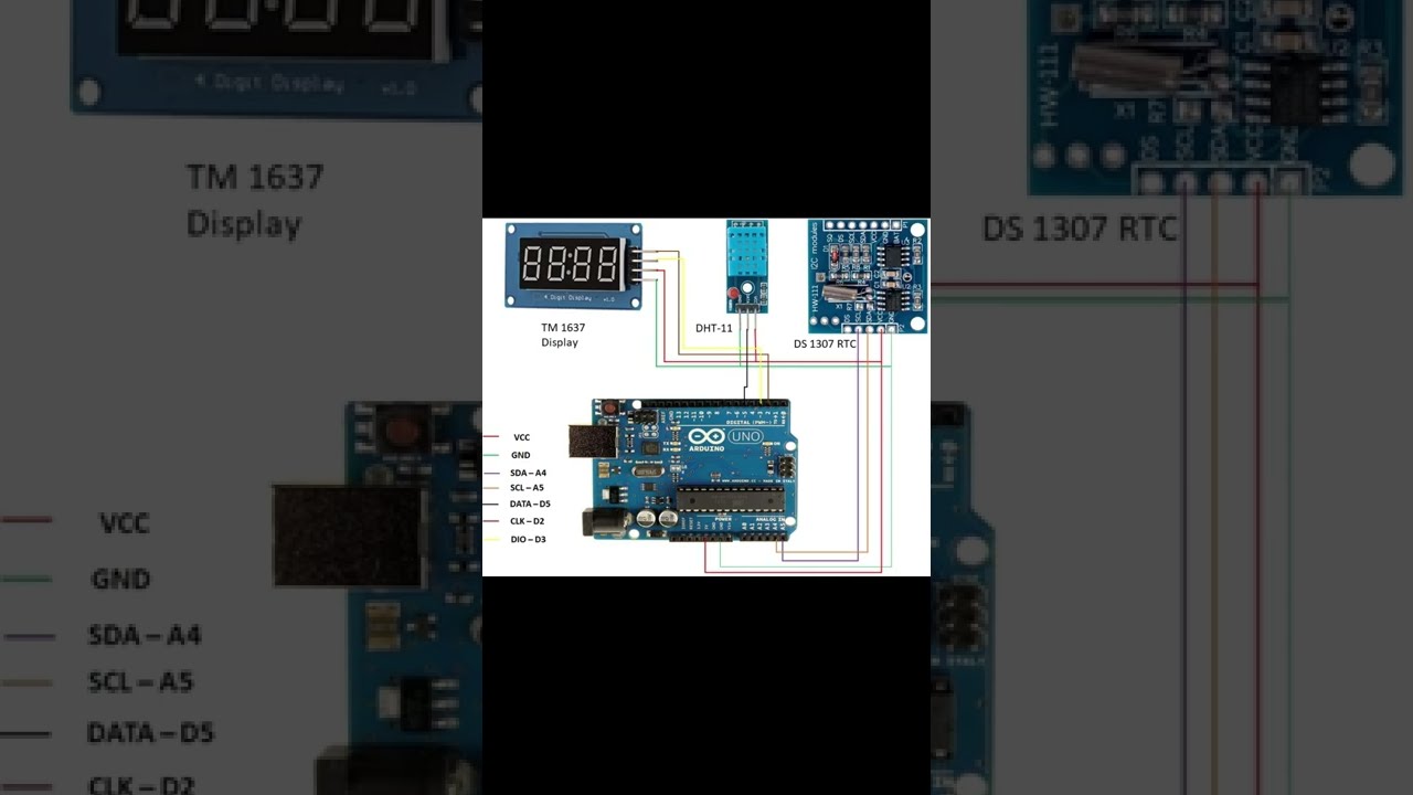 Build Clock Using Tiny RTC, Dht11 with TM1637 Display and Arduino