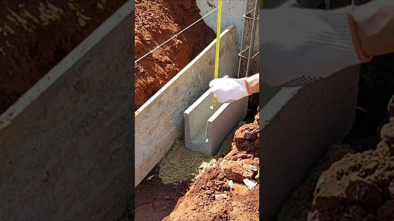 Baldrame com canaleta de concreto #obra #construcao