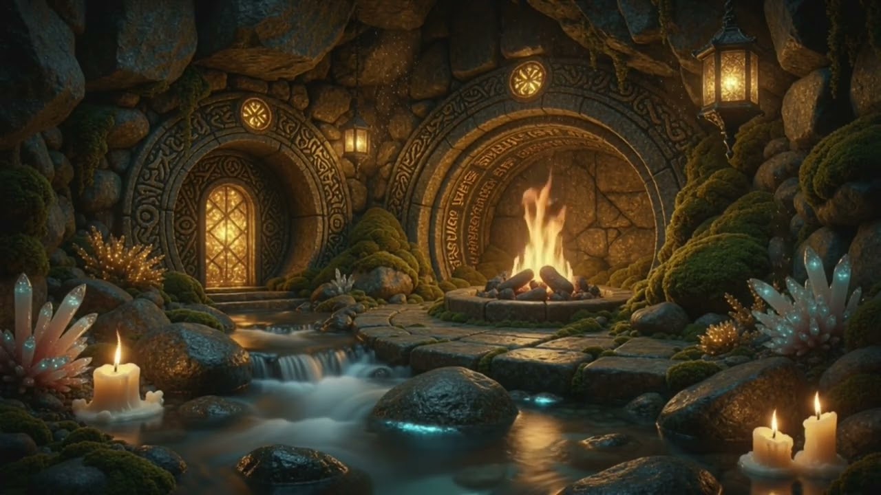 8 Hours Fantasy Fire & Water Ambience 🔥💧 Sleep • Relax • Focus | Ambient Cozy