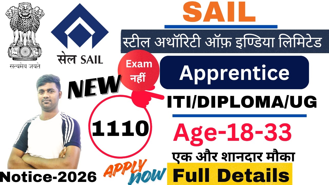 Sail Apprentice Vacancy 2026 | Sail Rourkela Apprentice Recruitment 2026 | Post-1110 | Apply Now
