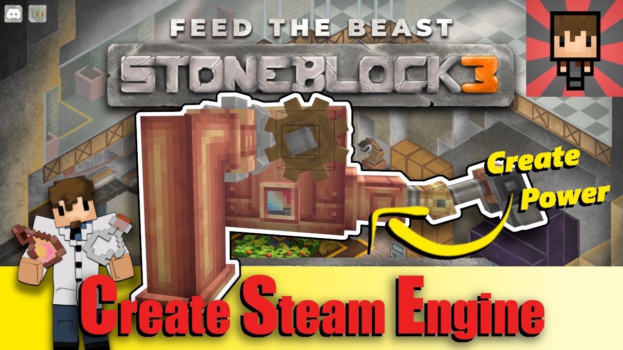 FTB STONEBLOCK 3 - How to Build a Create Steam Engine Tutorial - EP07