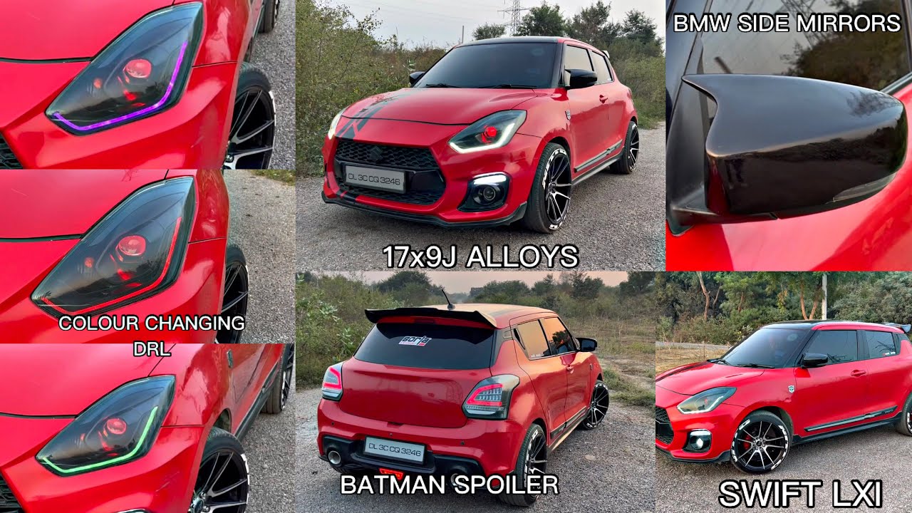 swift lxi modified with batman spoiler | app controlled  drl in swift lxi | modified swift lxi