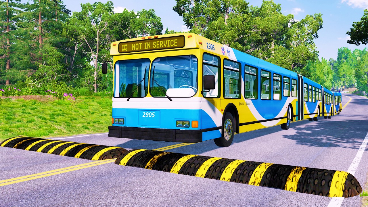 LONG BUS  Vs MASSIVE SPEED BUMPS - BeamNG.Drive