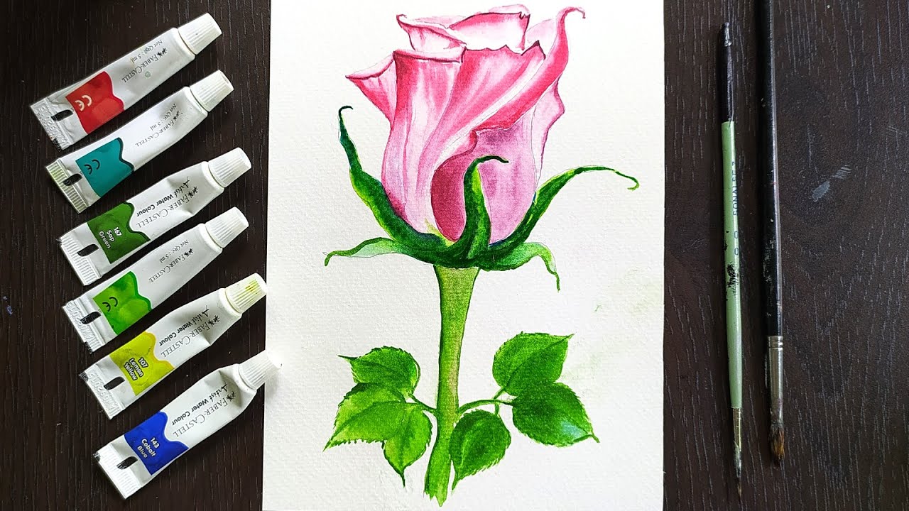 Rose in Watercolor Painting for beginners | Art by Sanatan HANSDA.
