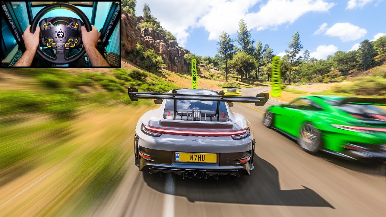 Porsche 911 GT3 RS - Goliath Race - Forza Horizon 5 | Steering Wheel Gameplay
