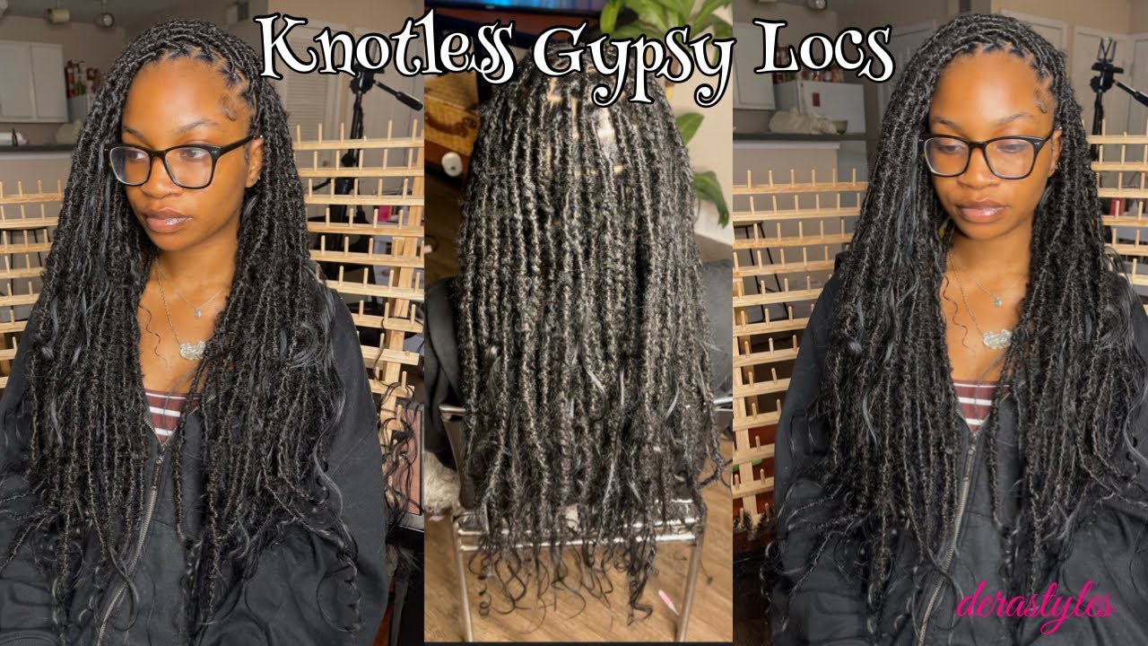 How to: Knotless Gypsy Locs | Wrapping, Adding Hair/Curls | DeraStyles
