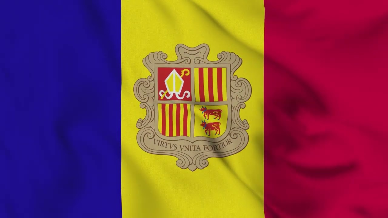 Andorra Flag Waving 4K | Andorran National Flag Animation