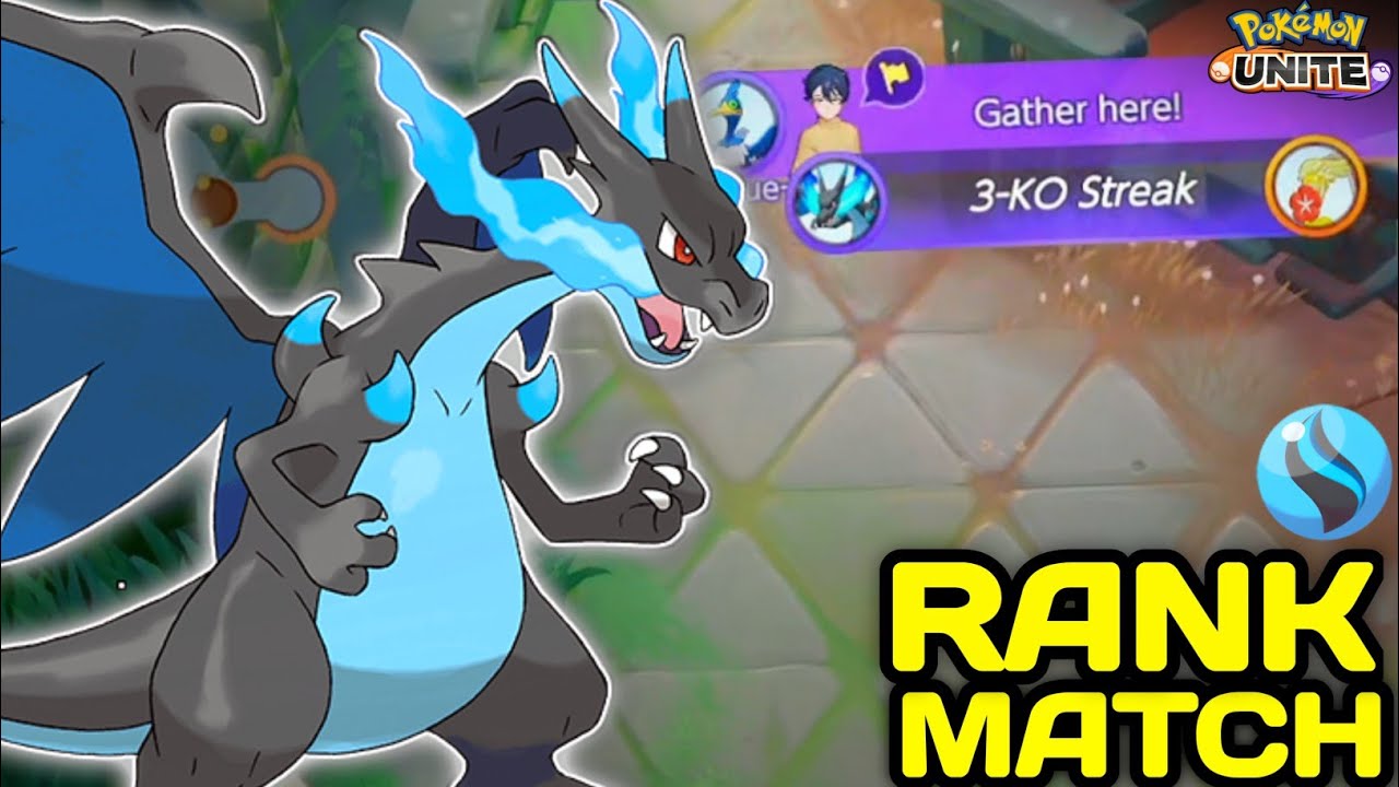 150K Damage 🔥 First Rank Match with Mega Charizard X 💙 Pokemon Unite