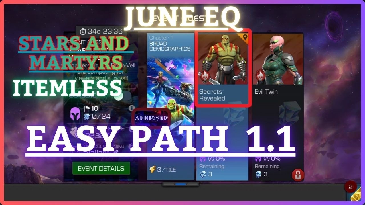 MCOC | EQ 1.1 | Easy Path | June EQ | STAR AND MARTYRS | Itemless |