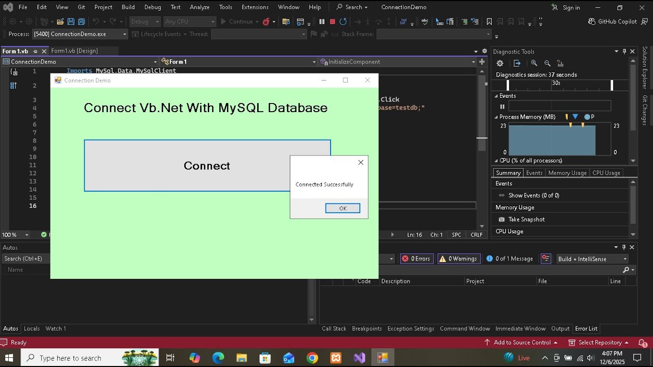 How to Connect VB.Net with MYSQL Database