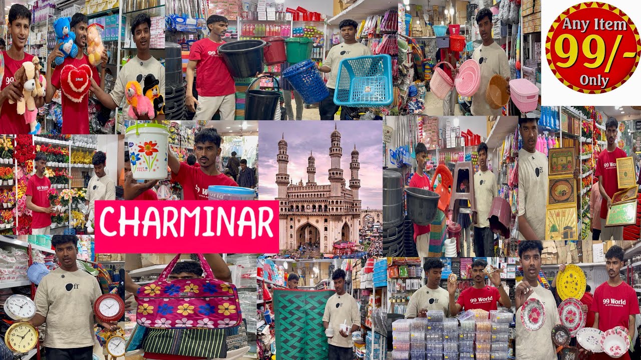 Any item₹99😱laad bazaar Near Charminar🌟Dhamaka||homeneeds||flowers||toys Bangles#viralvideo 🔥🔥🔥