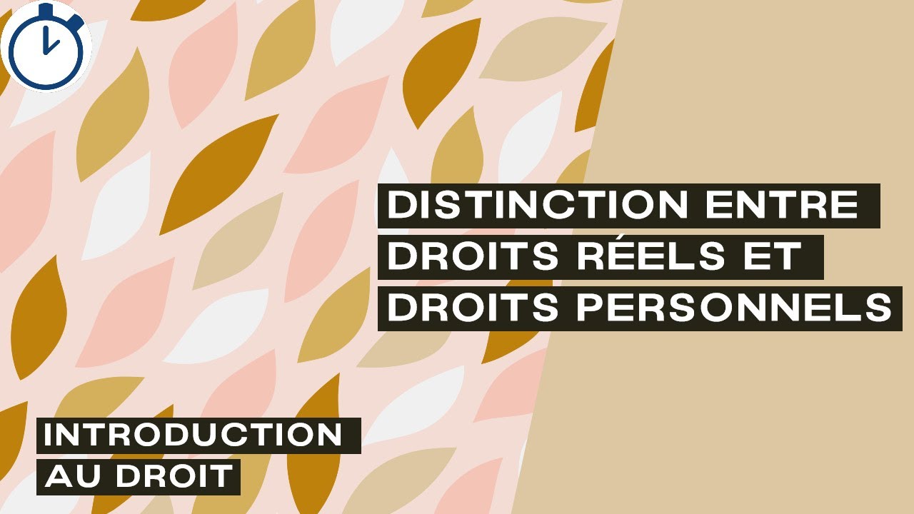 Distinction entre Droits Réels et Droits Personnels (Summa Division) : [Introduction au Droit]