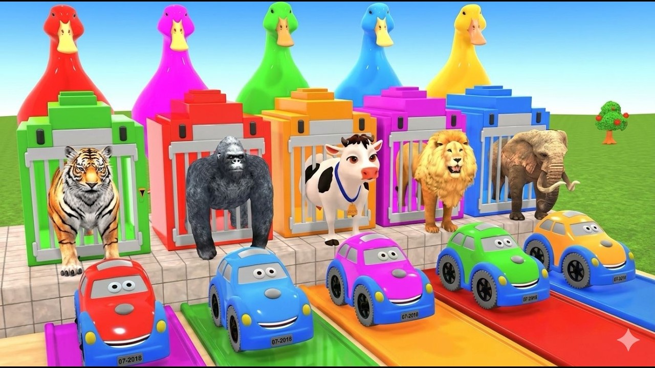 Long Slide Game With Cow Elephant Gorilla Hippopotamus Tiger 3d Animal Game Funny 3d Animals