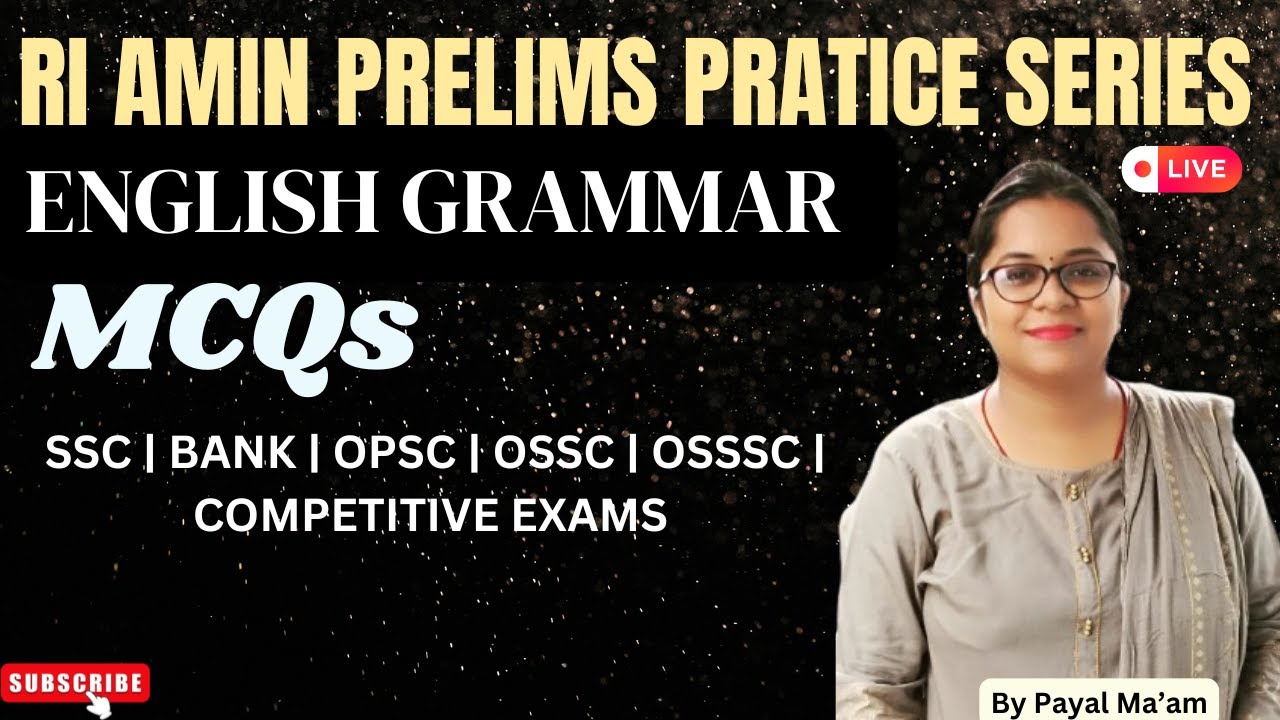 📘 English Grammar MCQs for OSSC RI Prelims 2025 | Practice with Payal Mam I MOCK TEST 9