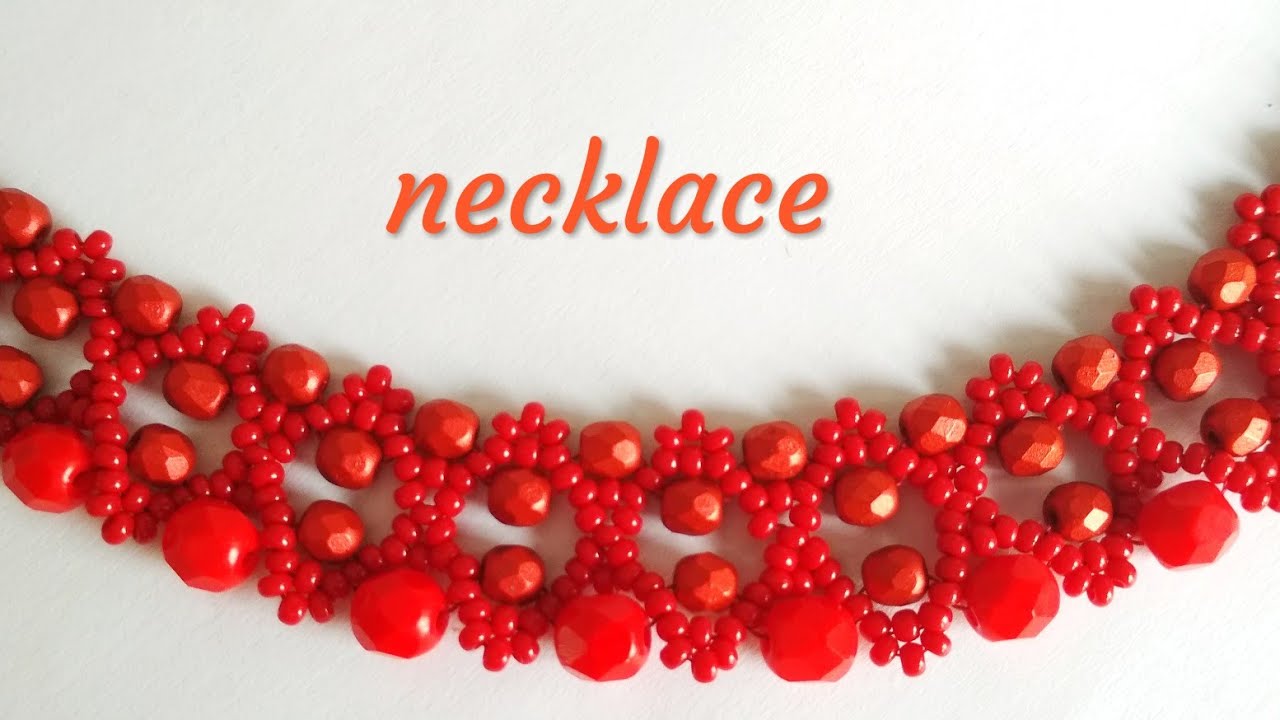 Колье из бисера и бусин. МК. Necklace