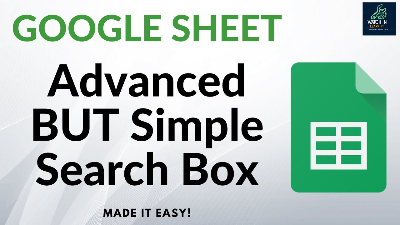 Google Sheet - Simple Search Box