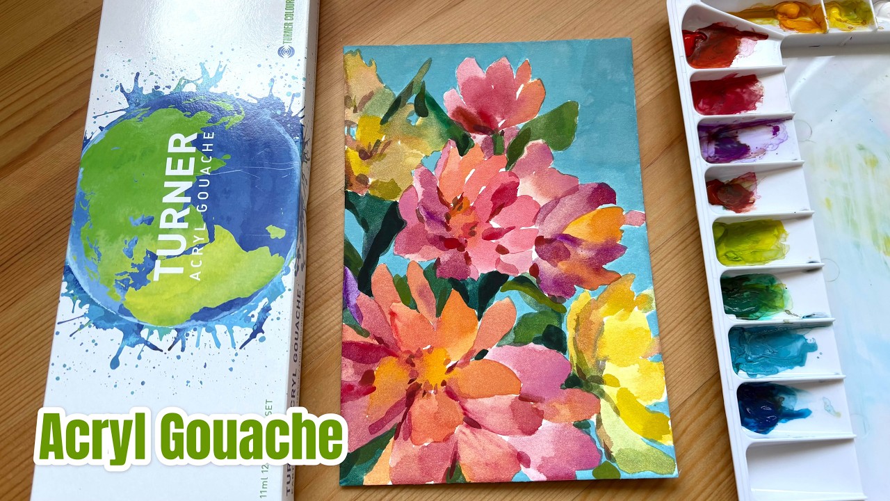 Turner Acryl Gouache 12 Earth Set Swatching & Painting