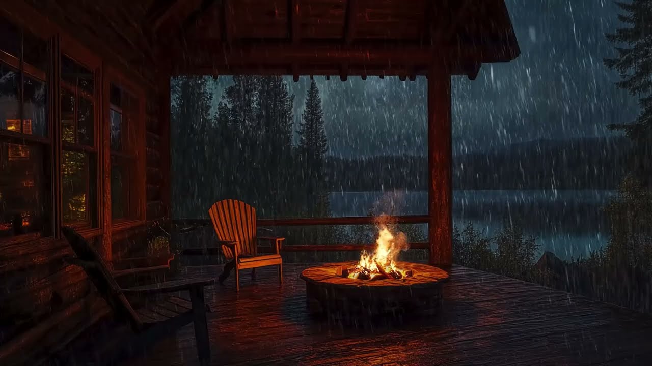 Disconnect from Stress with Heavy Rain on Lake & Fire Pit | Secluded Log Cabin