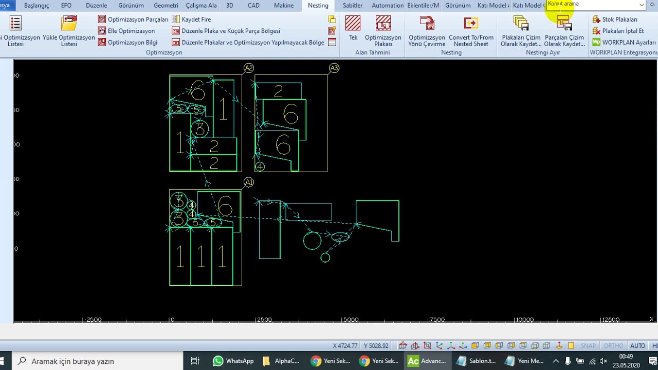 Ders111 AlphaCAM 3B(3D) Optimizasyon (Nesting) (plakaya en iyi iş parçamızı yerleştir (vero nesting)