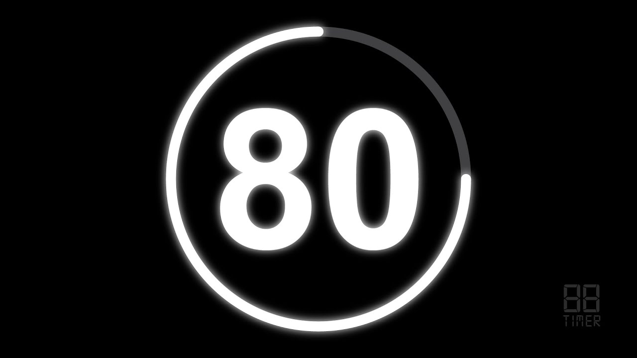 80 Second Countdown Timer with clock Ticking sound & Finish alarm beep #timer #clock #countdown
