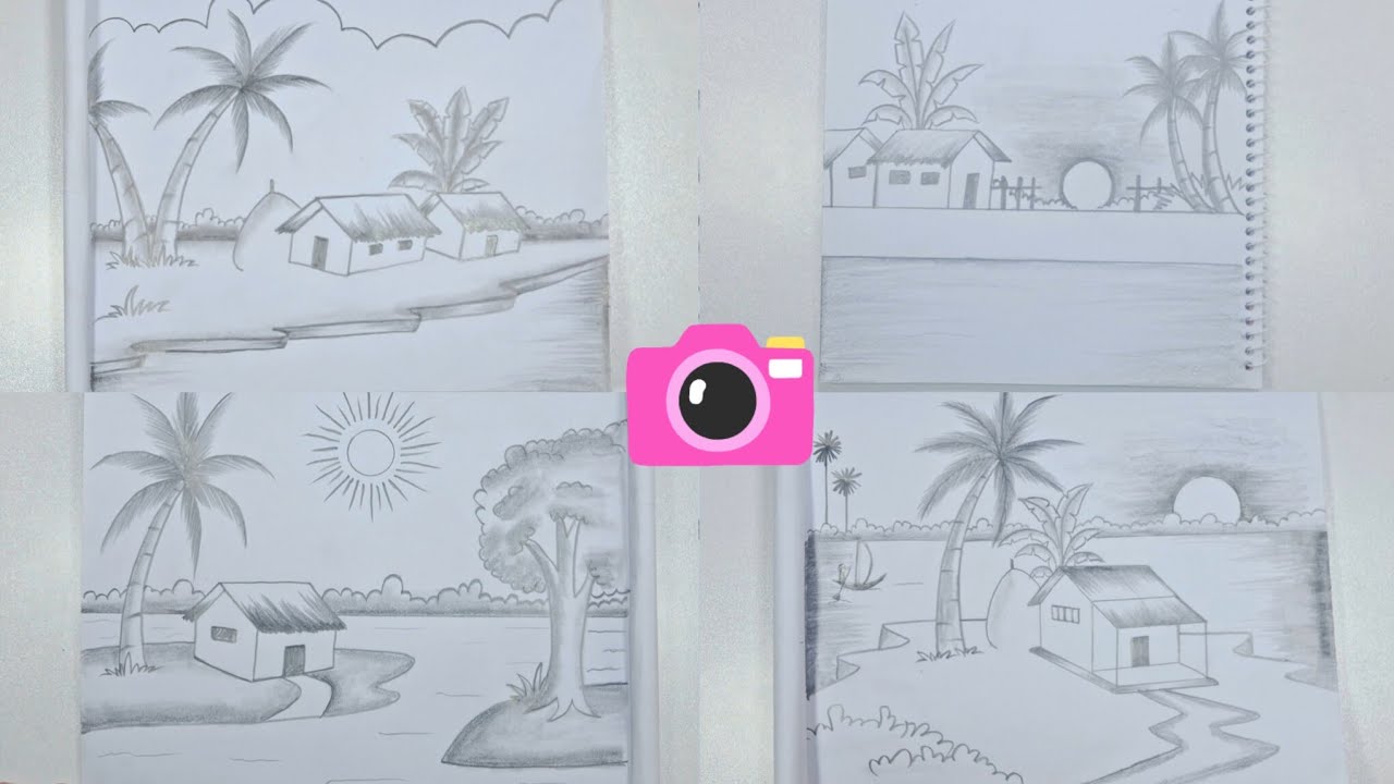 Drishya drawing💗🌴how to draw scenery drawing tutorial step by step🥰scenery drawing easy tutorial🥰💗
