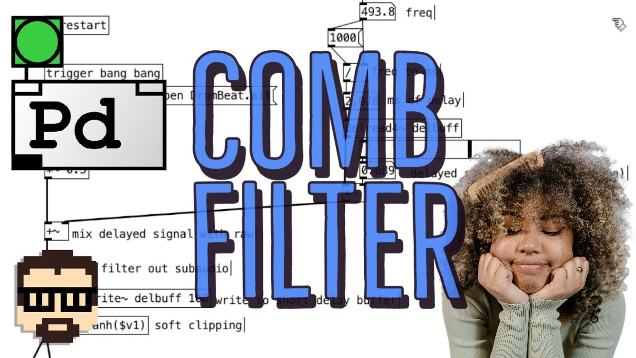 Pd Patch from Scratch Comb Filter (Pure Data Vanilla, No Talking) | Simon Hutchinson