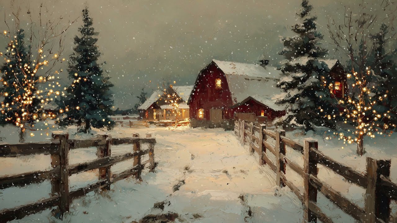 Vintage Christmas TV Art 🎄🎅 Cozy Festive Ambience with Candles, Snow, and Vintage Christmas Decor