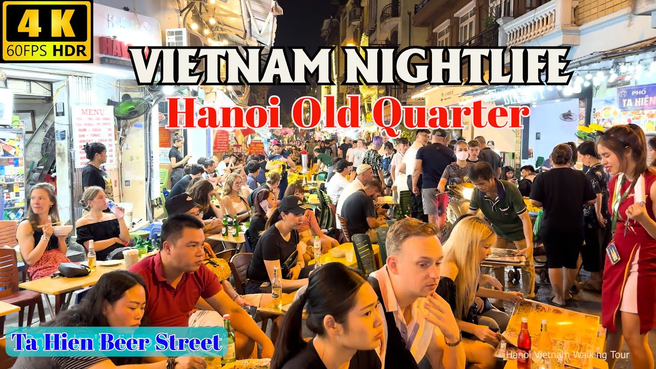 Vietnam Nightlife 2023 | Ta Hien Beer Street - Hanoi Old Quarter Sunday Night Tour | 4K HDR 60FPS
