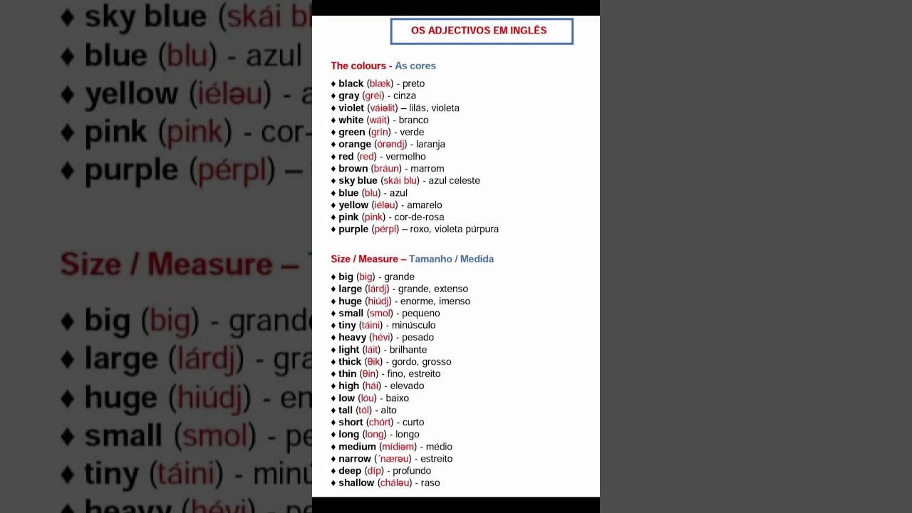 Adjetivos em ingl&ecirc;s #inglespratico